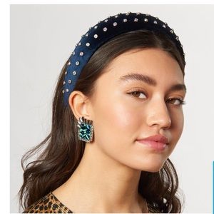 Lele Sadoughi navy Crystal padded headband